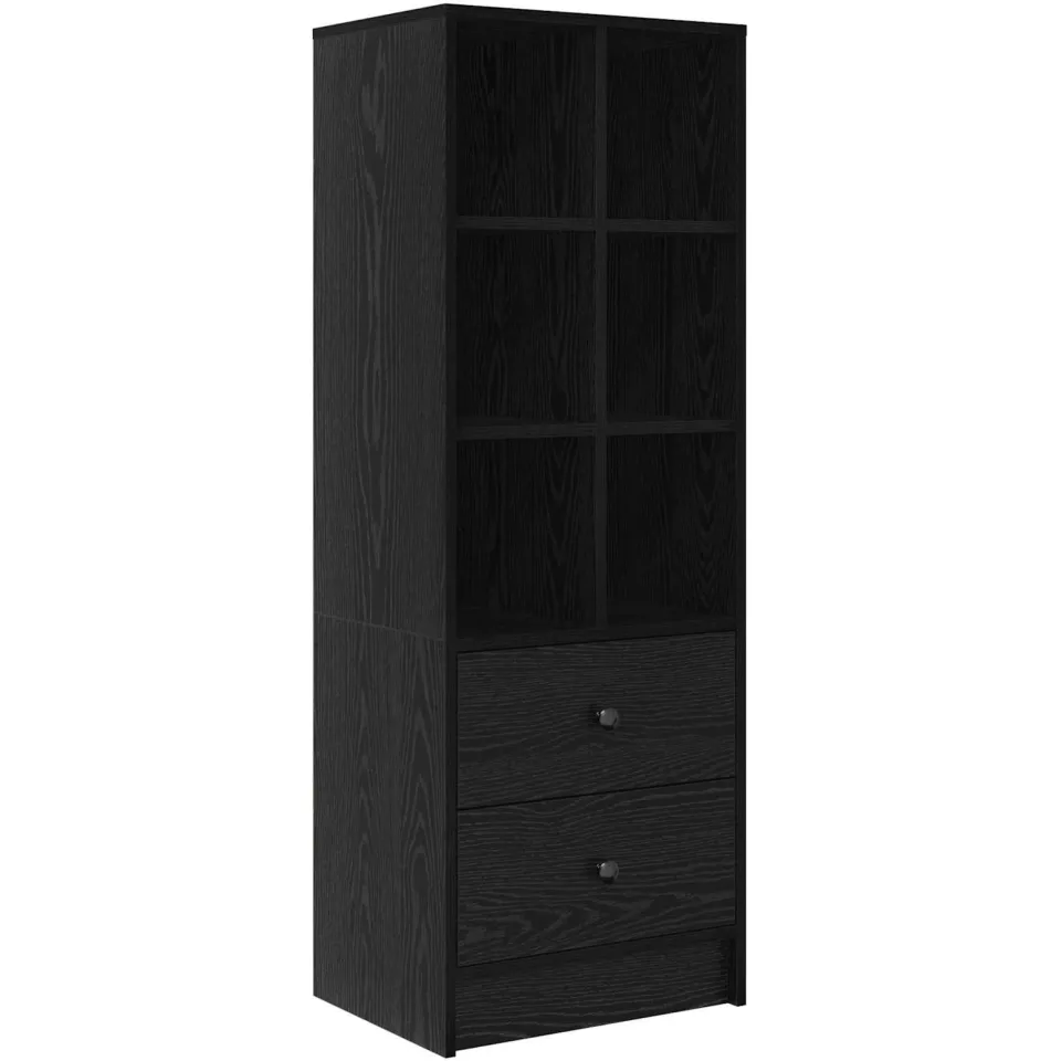 vidaXL Hoge kast met lade Zwart Eiken 45,5 x 34 x 127 cm, foto 3