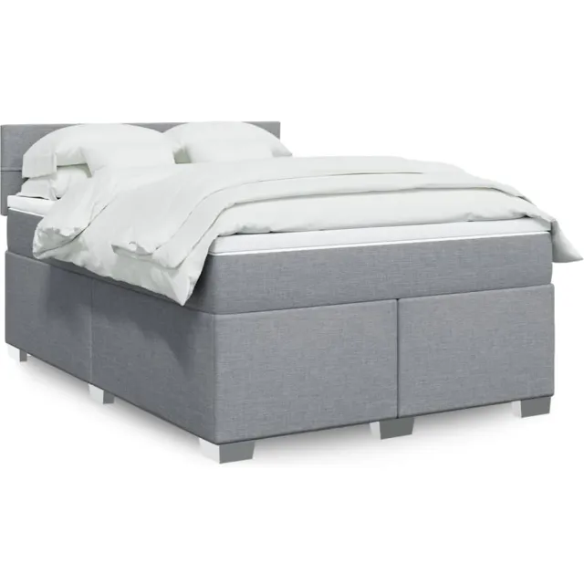 vidaXL Boxspring met matras stof lichtgrijs 160x200 cm grijs