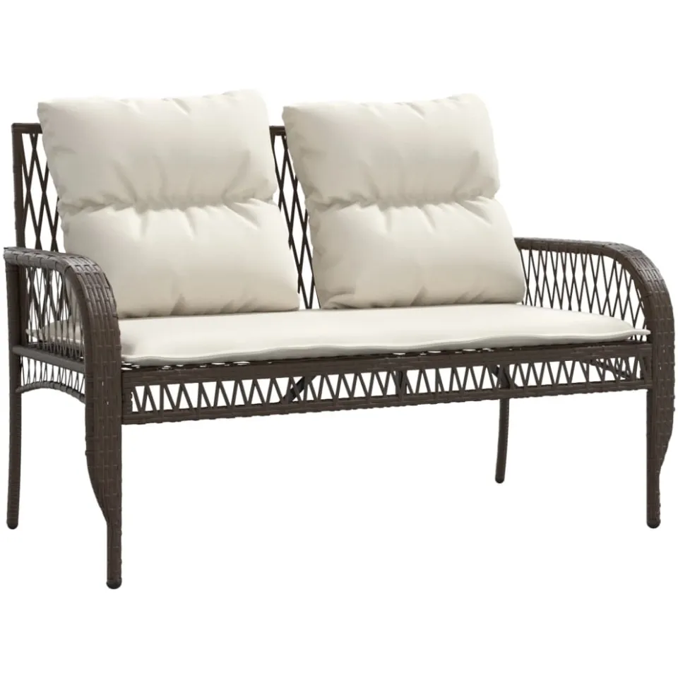 vidaXL 4-delige Loungeset met kussens poly rattan bruin