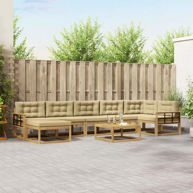 vidaXL Buiten bankenset 8 st 7-zits Wit en Beige