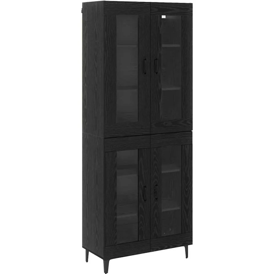 vidaXL Highboard Zwart Eiken 69,5 x 34 x 180 cm Bewerkt hout, foto 3