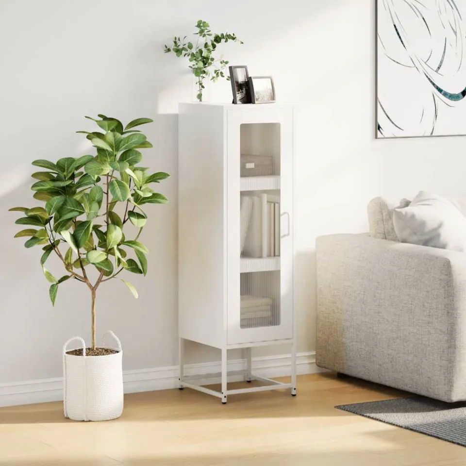 vidaXL Hoge kast 36x39x123 cm koudgewalst staal wit, foto 2
