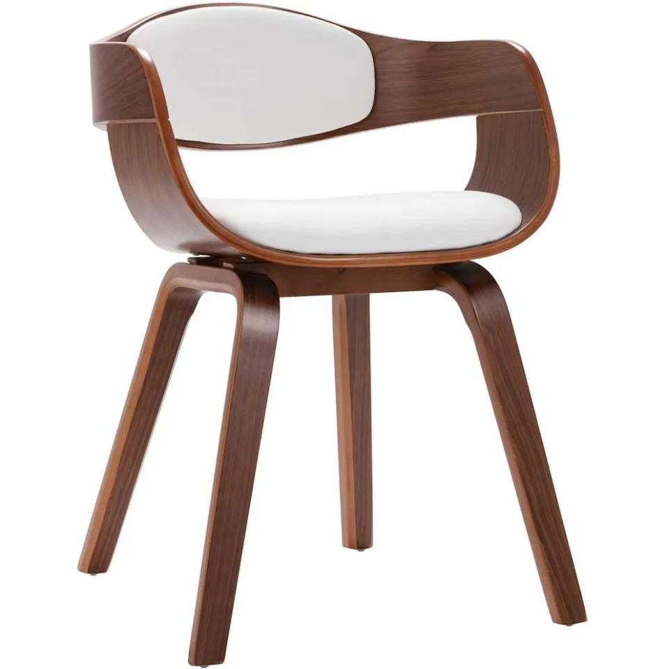 vidaXL Eetkamerstoelen 4 st gebogen hout en kunstleer Wit