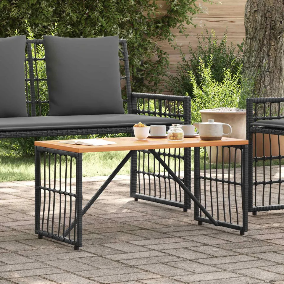 vidaXL Buiten Tafel Zwart 80 x 40 x 40 cm Staal en Poly Rattan, foto 4