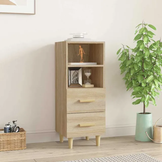 vidaXL Dressoir 34,5x34x90 cm bewerkt hout sonoma eikenkleurig Bruin