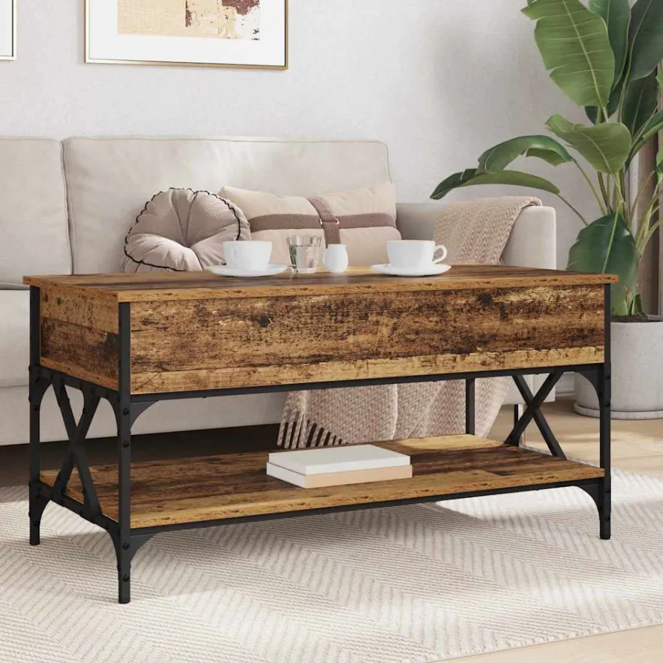 vidaXL Salontafel Oud Hout 100 x 50 x 50 cm Bewerkt hout bruin, foto 3