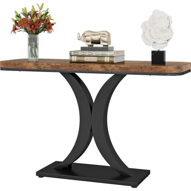 Tribesigns Console Tafel - Dressoirtafel - Industrieel - Bijzettafel - Hout/Metaal - Zwart/Bruin - 30 x 100 x 81 cm Zwart Bruin