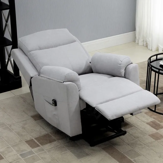 CHICFURN Relaxfauteuil - Elektrisch verstelbaar - Met voetsteun - Lichtgrijs