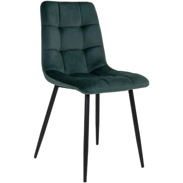 Nest of Nora Set van 2 - Nest of Nora Eetkamerstoel Luka velvet - Zwarte stalen poten - Donkergroen eetkamerstoelen