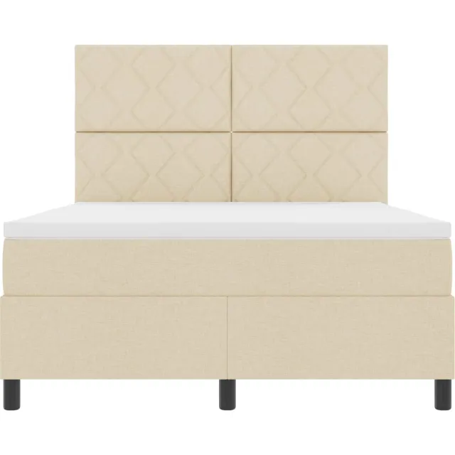 vidaXL Boxspring bed met LED-stripverlichting Crème 160 x 200 cm Stof