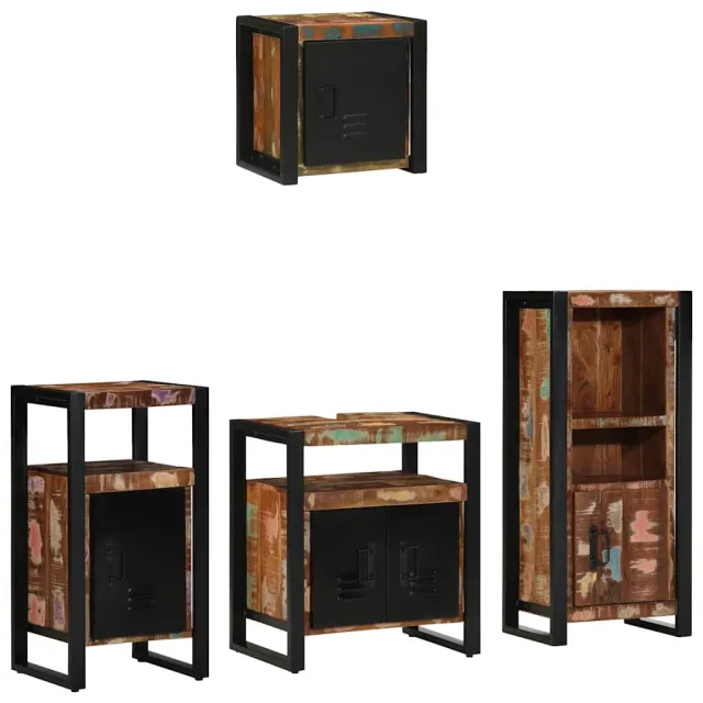 vidaXL Badkamermeubelset 4 st Multikleur en Zwart 55 x 35 x 60 cm Meerkleurig