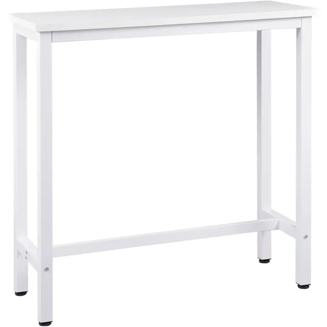 Klarven Bartafel Keuken Wit - Bartafel Set - Bar Tafel - Waterbestendig en krasbestendig blad - Stabiel ijzeren frame met kruisbalk - Verstelbare antislipvoeten - Rechthoekig b40xd100xh100cm