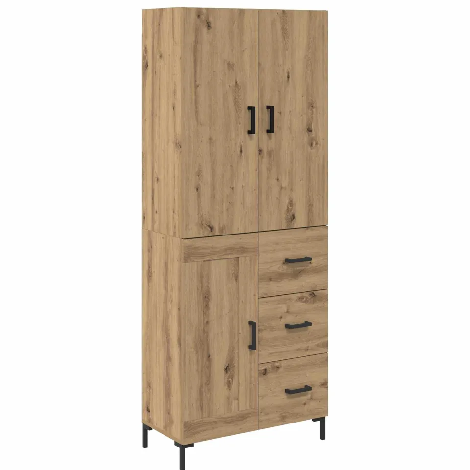 vidaXL Highboard Artisan Eiken 69,5 x 34 x 180 cm Bewerkt hout, foto 3