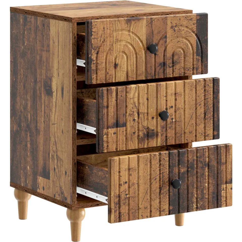vidaXL Nachtkastje Oud hout 43x 41 x 66,5 cm Bewerkt hout bruin, foto 3