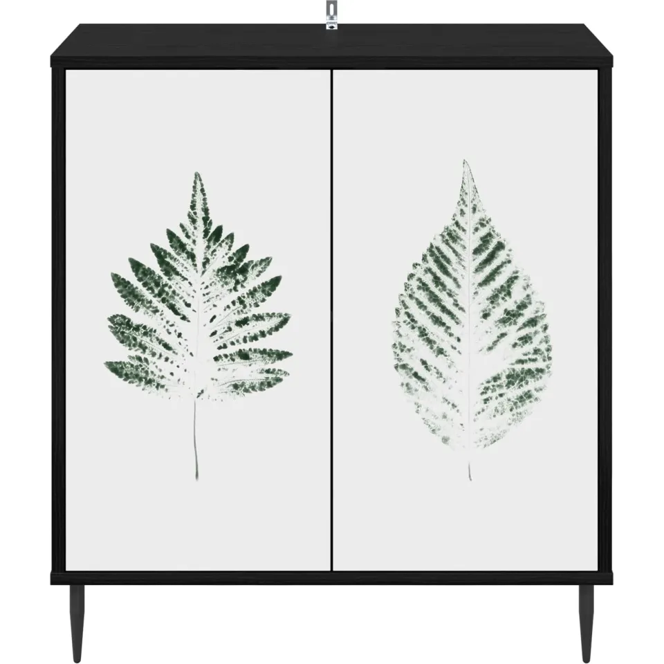 vidaXL Dressoir HANAU Zwart eiken 69 x 33 x 76 cm Bewerkt hout, foto 4