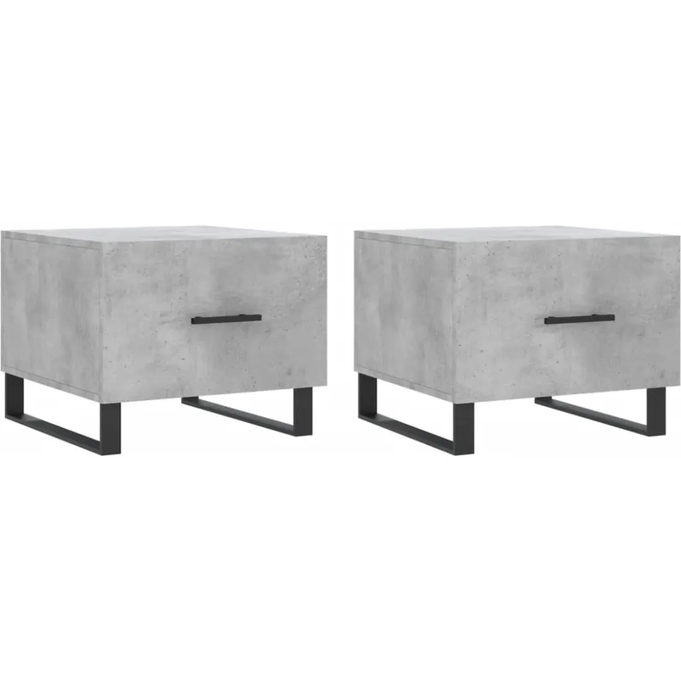 vidaXL Salontafels 2 st 50x50x40 cm bewerkt hout betongrijs grijs, foto 3