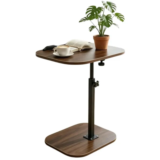 G&G in hoogte verstelbare bijzettafel - Laptoptafel - Bank - Bed - 360° Draaibaar Tafelblad - Hout – 48 tot 78 cm – Walnoot - Zwart Bruin