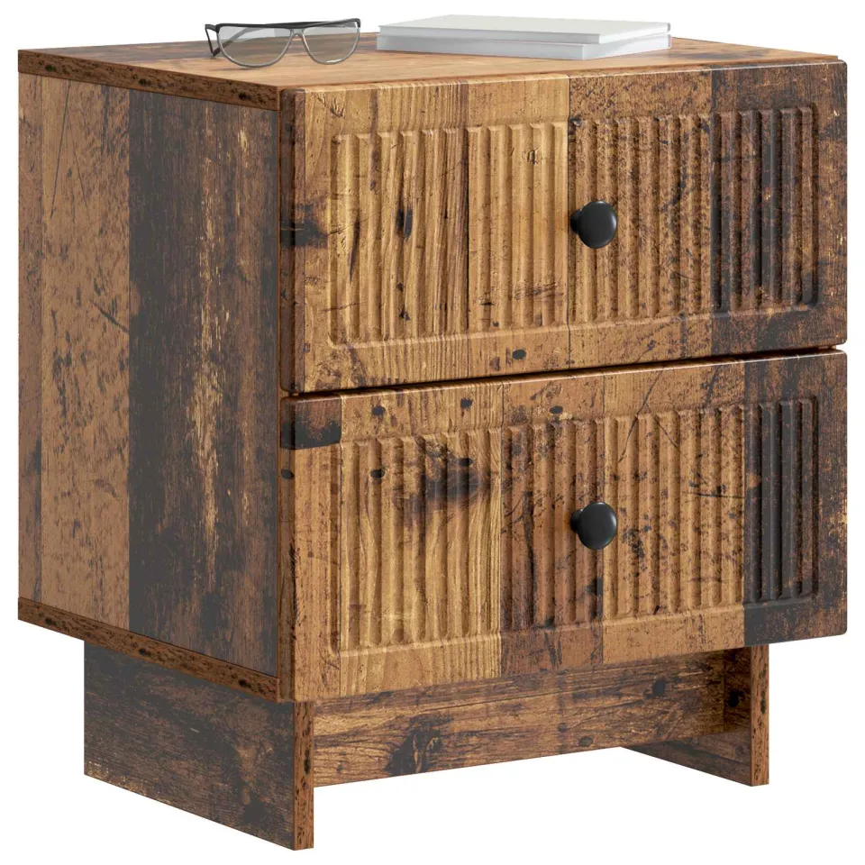 vidaXL Nachtkastje met lade Oud hout 43 x 34,5 x 47,5 cm Bewerkt hout Bruin