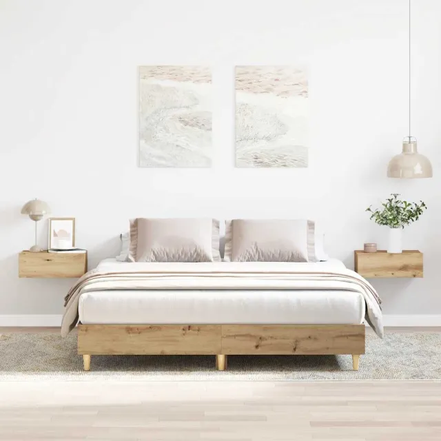 vidaXL Bedframe zonder matras 140x200 cm spaanplaat artisanaal eiken Bruin