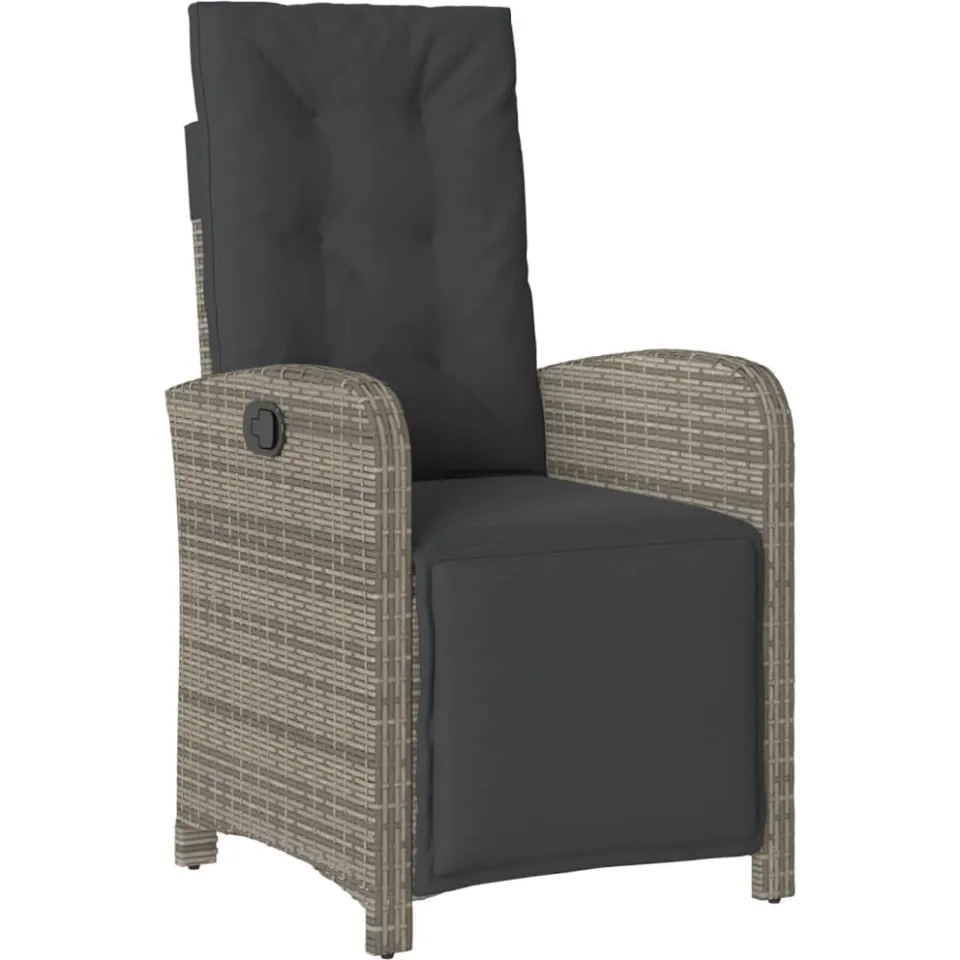 vidaXL 3-delige Bistroset met kussens poly rattan grijs, foto 3