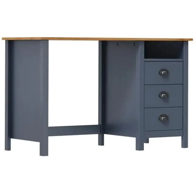 emvae Bureau - Met 3 laden - Computertafel en Schrijftafel - 120 x 50 x 74 cm - Massief Grenenhout - Blauw