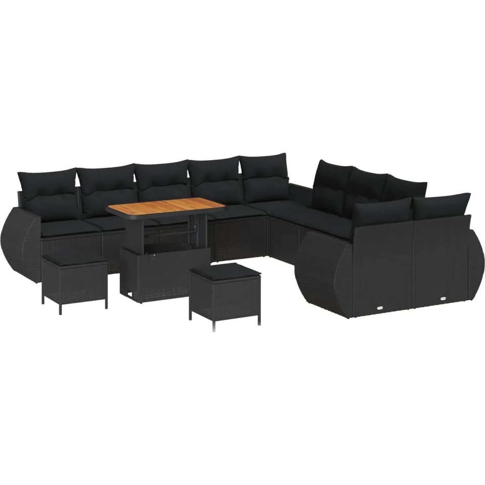 vidaXL Tuinbankenset 13 st Zwart poly rattan