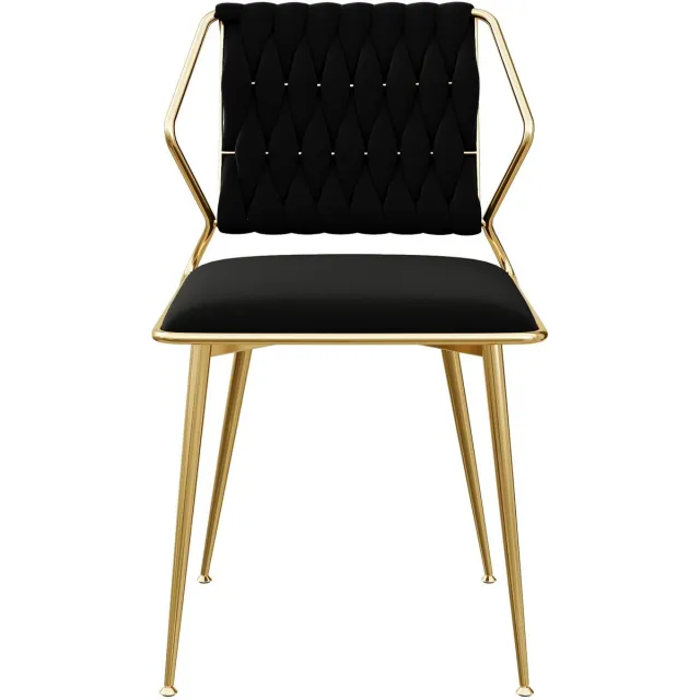 Happiq Dining Chair 2-delig - Ergonomische Stoel met metalen Frame en Fluwelen Zitting - Modern Design, Zwart C - voor Keuken, Woonkamer of Balkon