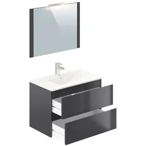 T-bath Badmeubelset Milenio 80cm Grijs Glanzend