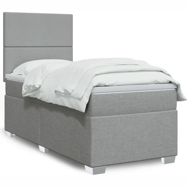 vidaXL Boxspring met matras stof lichtgrijs 80x200 cm grijs