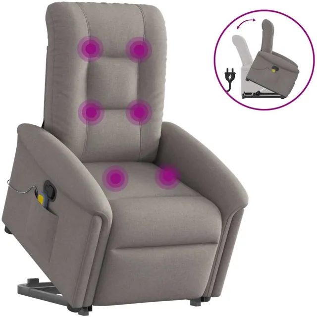 vidaXL Sta-op-massagestoel - verstelbaar - stof - taupe