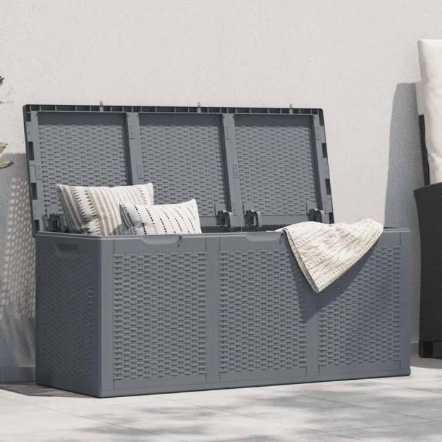 vidaXL Tuinbox 270 L PP rattan grijs, foto 2