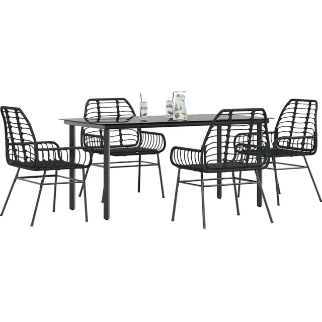 vidaXL 5-delige Tuinset poly rattan glas zwart, foto 2
