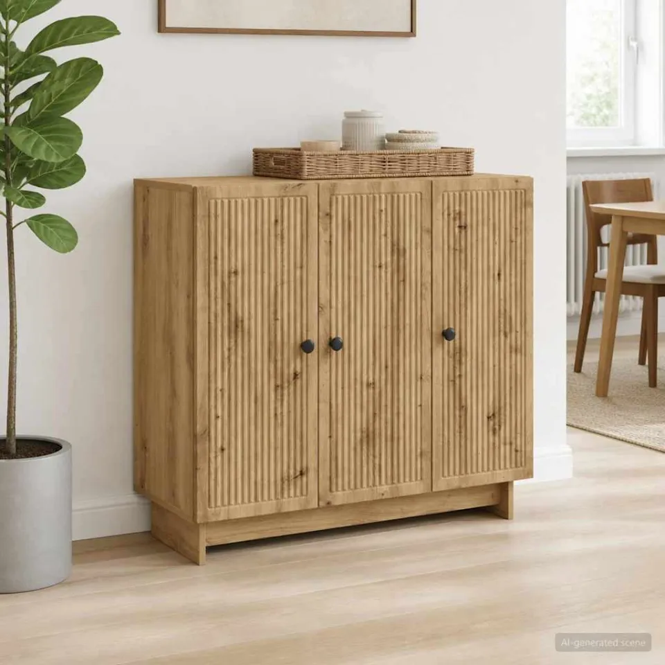 vidaXL Dressoir Artisanaal eiken 89 x 34,5 x 80 cm Bewerkt hout, foto 3