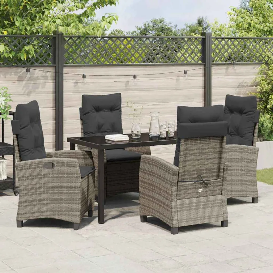 vidaXL Tuin eettafelset 5 st Grijs poly rattan, foto 3