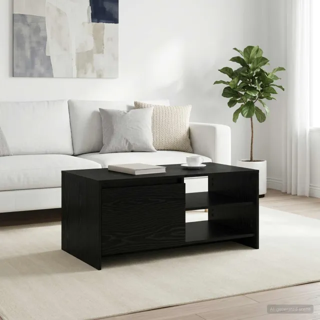 vidaXL Salontafel Zwart eiken 102 x 50 x 45 cm Bewerkt hout