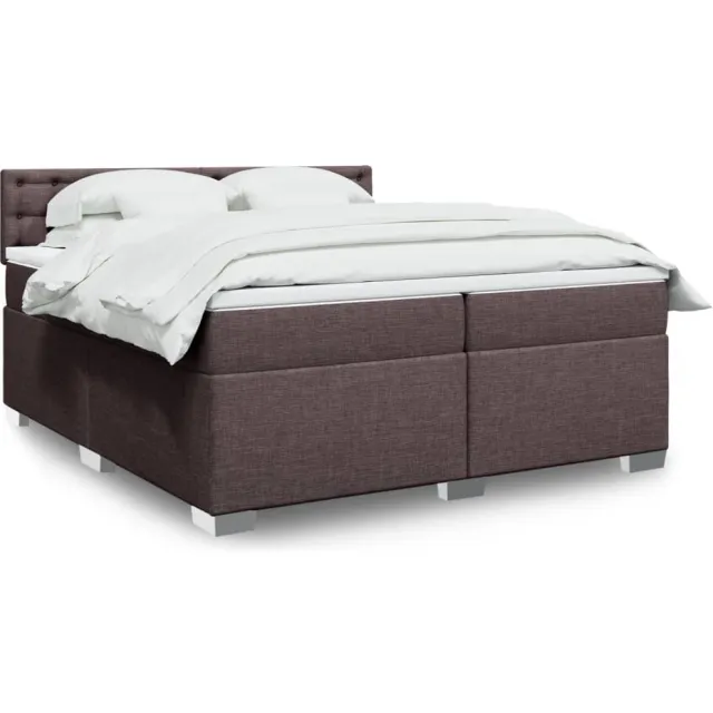 vidaXL Boxspring met matras stof donkerbruin 200x200 cm bruin