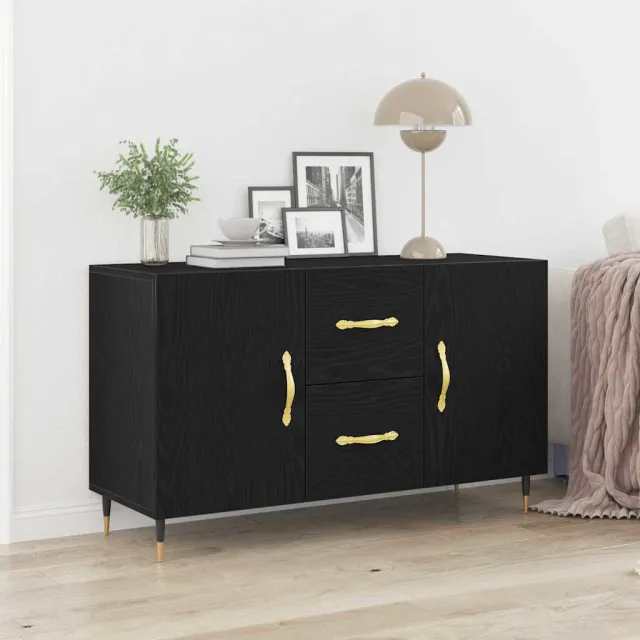 vidaXL Dressoir Zwart Eiken 100 x 36 x 60 cm Bewerkt hout