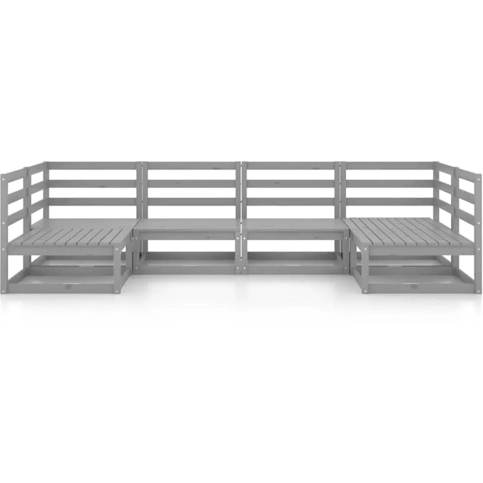vidaXL 6-delige Loungeset massief grenenhout Grijs