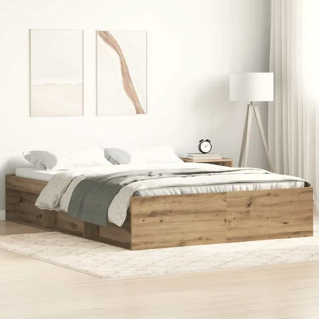 vidaXL Bedframe zonder matras bewerkt hout artisanaal eikenkleurig