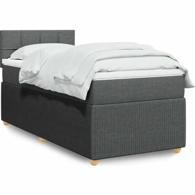 vidaXL Boxspring met matras stof donkergrijs 90x200 cm grijs