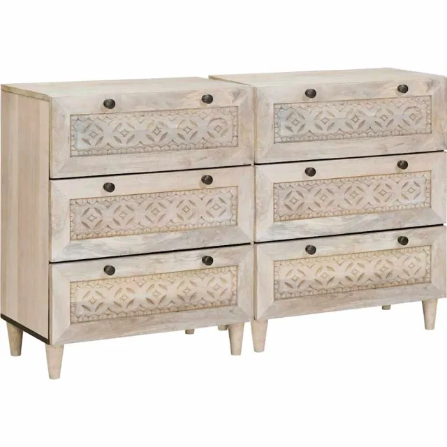 vidaXL Dressoir 2 st 120 x 33,5 x 75 cm massief mangohout Wit