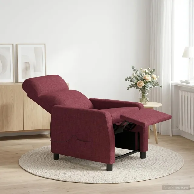 vidaXL Massage Recliner Wijnrood Stof