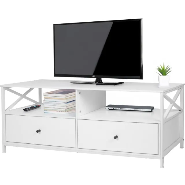 Relaxdays Tv kast - 50x120x40 cm - met 2 lades - wit
