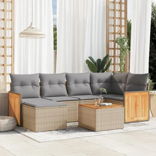 vidaXL Patio Sofa Set 6-zits Mix Beige en Lichtgrijs, foto 2