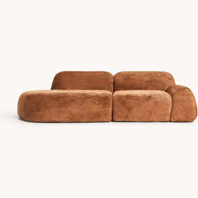 Westwing Collection Modulaire teddy bouclé chaise Wolke (3-zits) terracotta