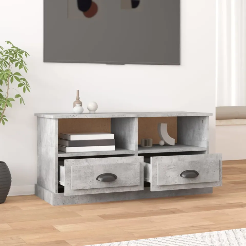 vidaXL Tv-meubel 93x35,5x45 cm bewerkt hout betongrijs grijs, foto 3