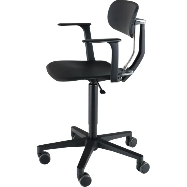 Wesjon Cassia chair - werkstoel - flexibele zit - onbekleed - met armleuning zwart