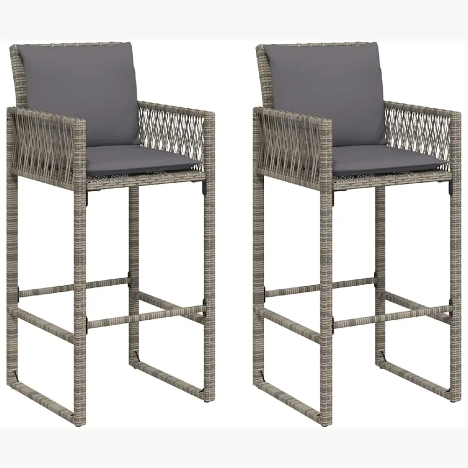 vidaXL 3-delige Tuinbarset met kussens poly rattan acacia grijs, foto 4