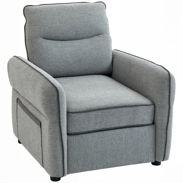 Homcom fauteuil - Egyptisch fluweel (100% polyester) - 80x81x90cm - Grijs