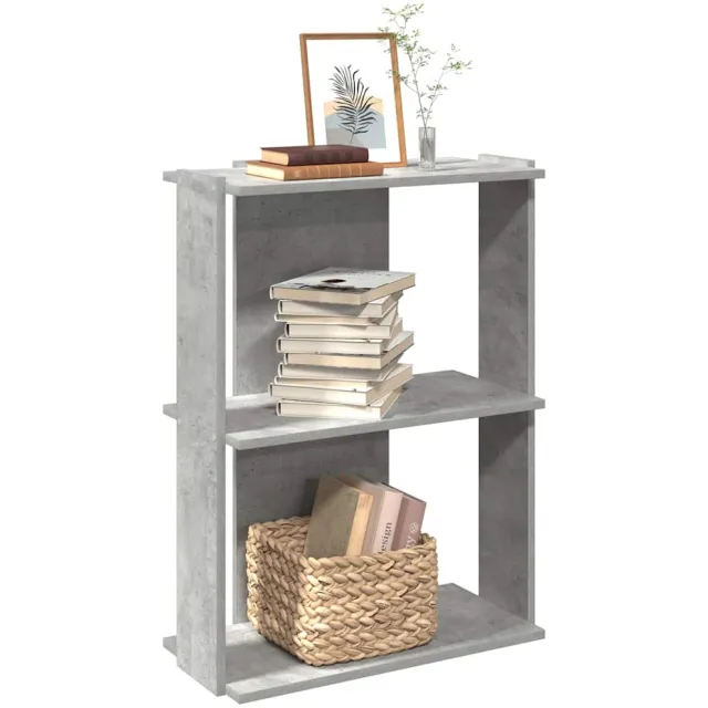vidaXL Boekenkast 3-laags 60x30x80 cm bewerkt hout betongrijs